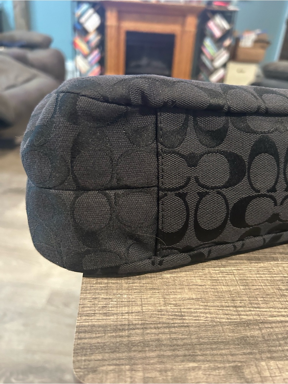 Coach SoHo Signature Buckle Hobo bag Black Jacquard Canvas Leather Trim Y2K - Picture 14 of 16